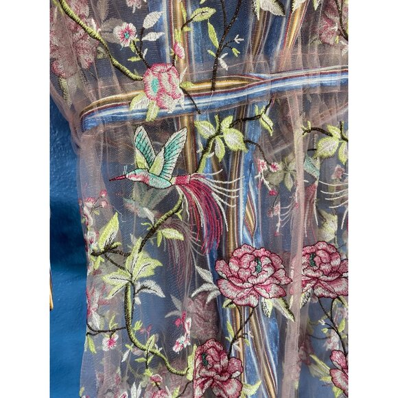 NWT Aratta Silent Journey Maxi Kimono Duster S Embroidered Humming Birds Flowers - Picture 15 of 17